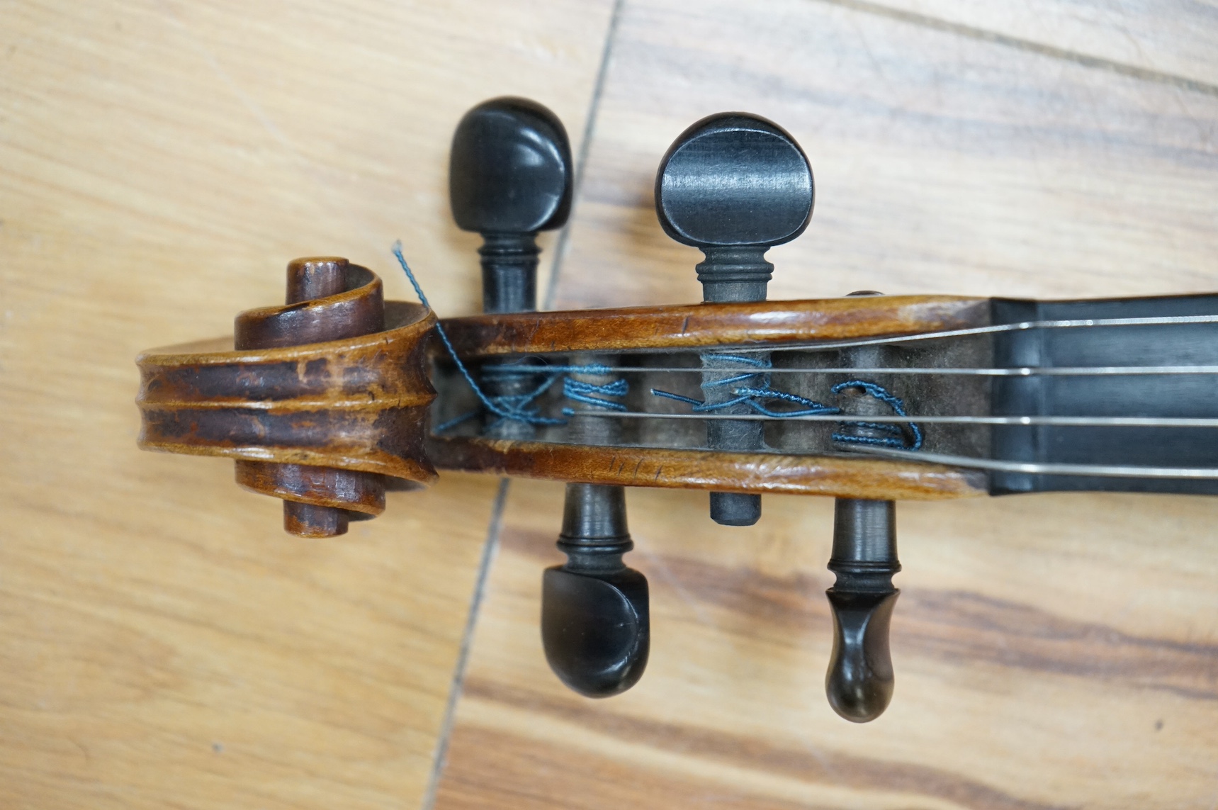 A cased viola, label to interior reads ‘CHR Aug Hammig violin u cellofabrikant, Markneukirchen’, back 39cm. Condition - fair